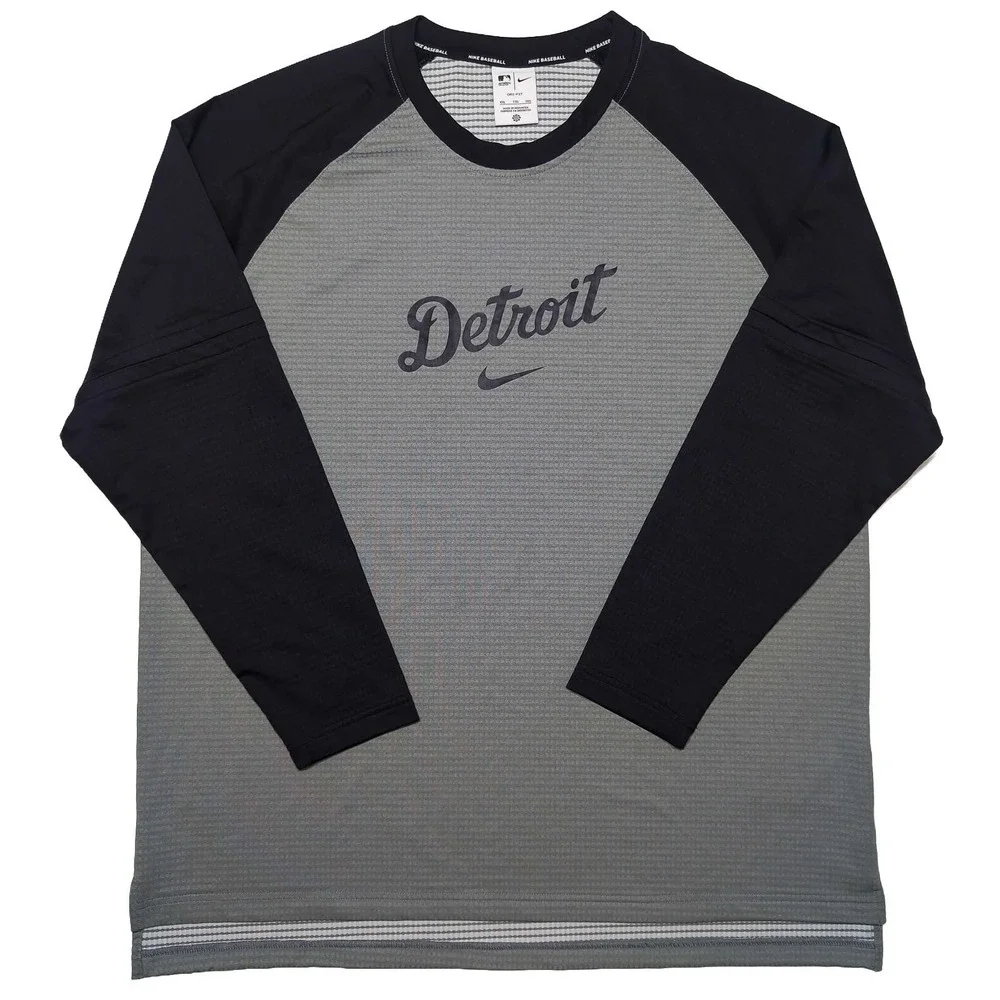 NIKE Detroit Tigers Long Sleeve Thermal Shirt MLB Team Issue XXL Waffle Knit